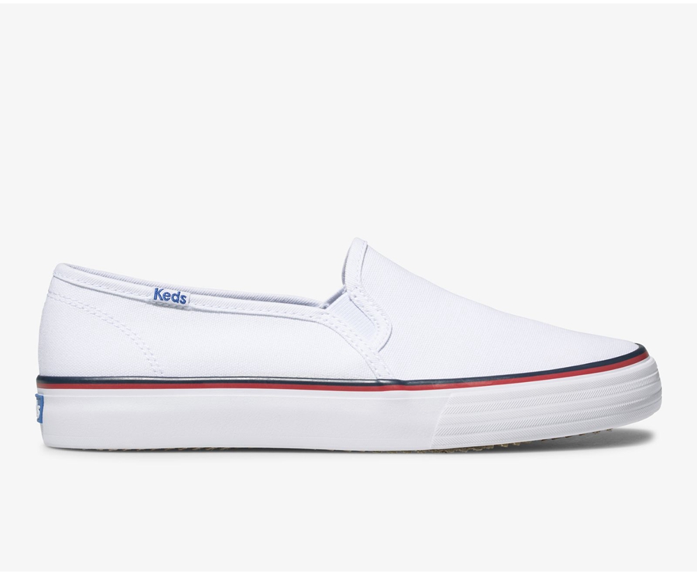 Slip Ons Keds Femme Blanche - Washable Double Decker Varsity - 145-PRDTWI